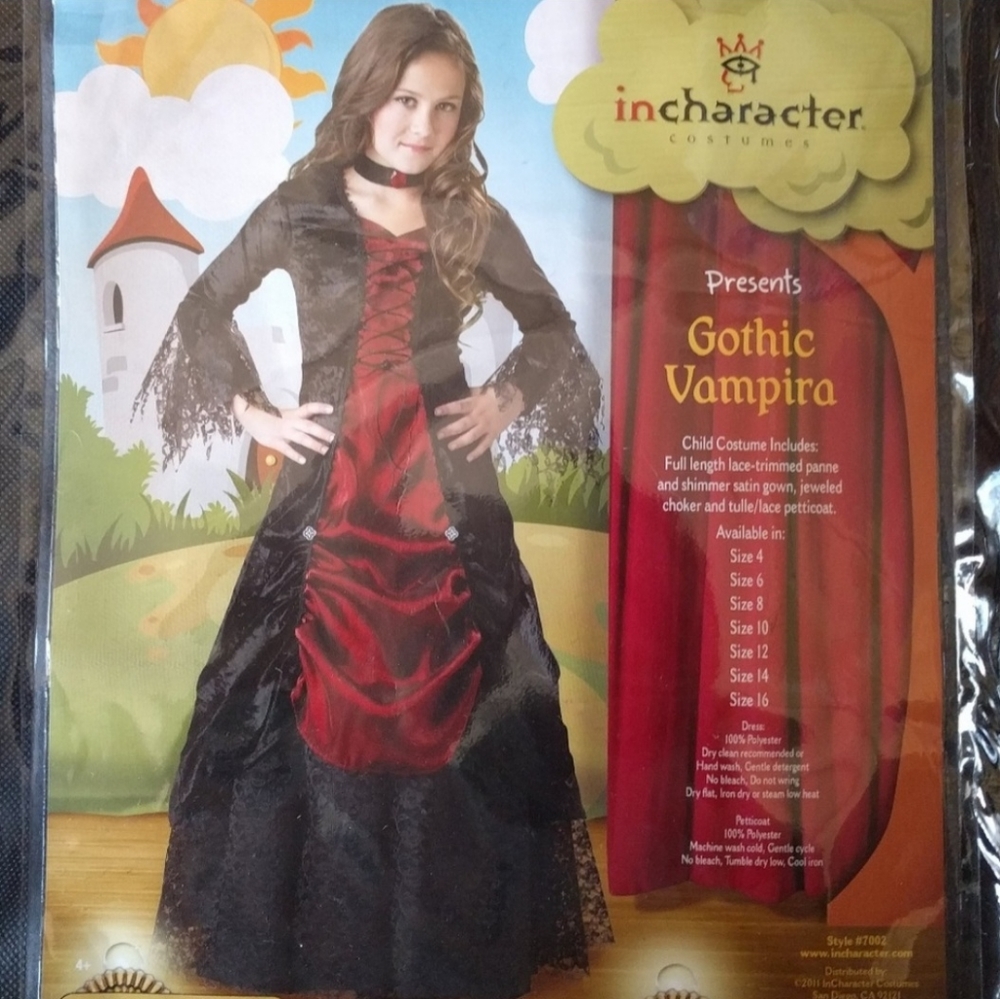 Incharacter Gothic Vampira Girls Halloween Costume size 10